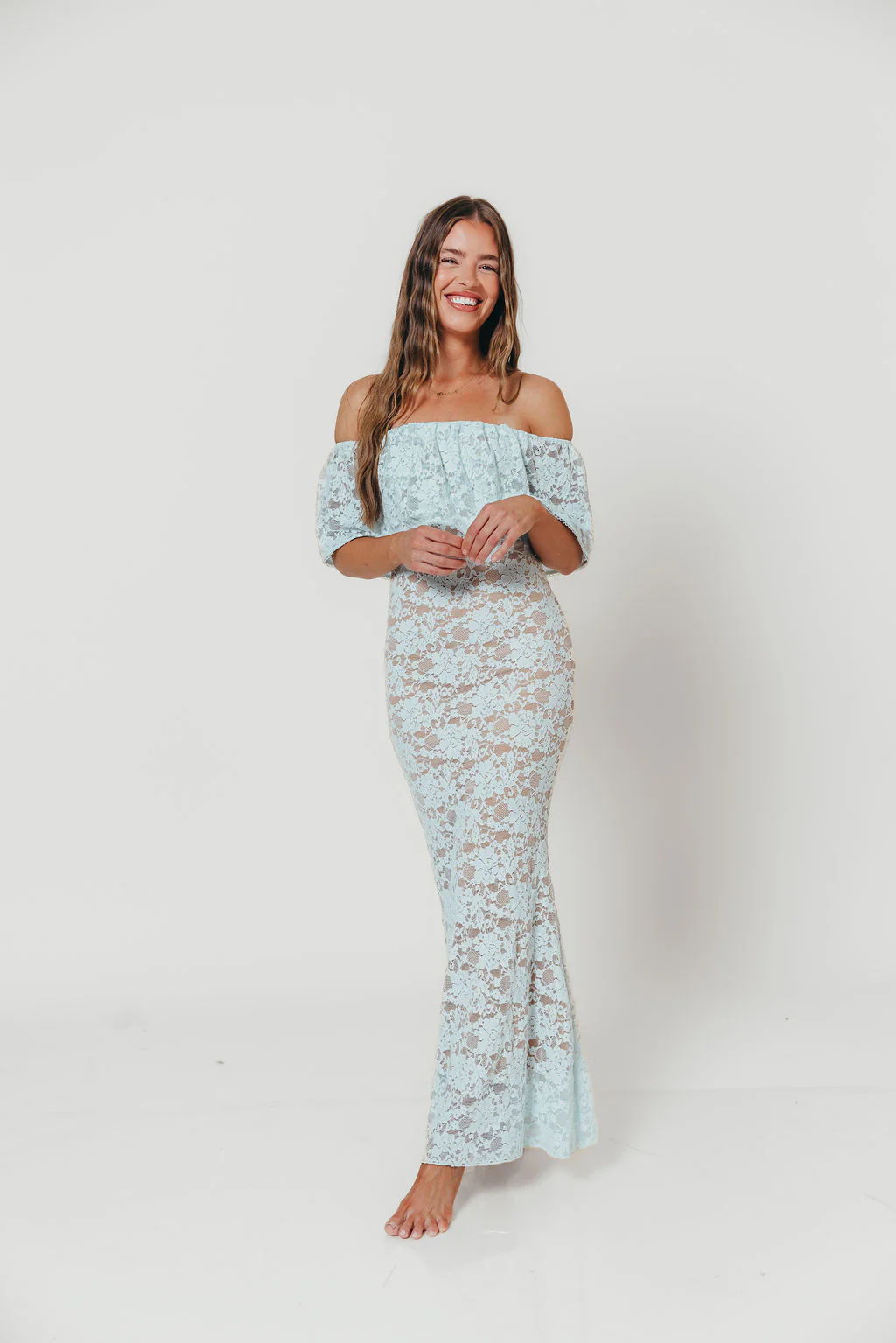 Reverie Lace Maxi Dress in Pale Blue - Image 4