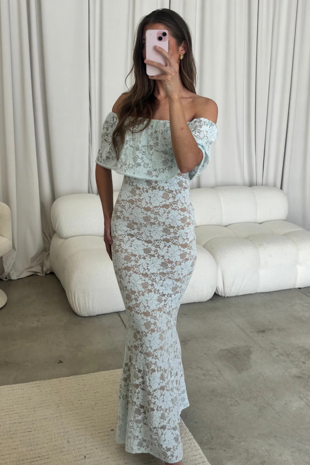Reverie Lace Maxi Dress in Pale Blue - Image 5