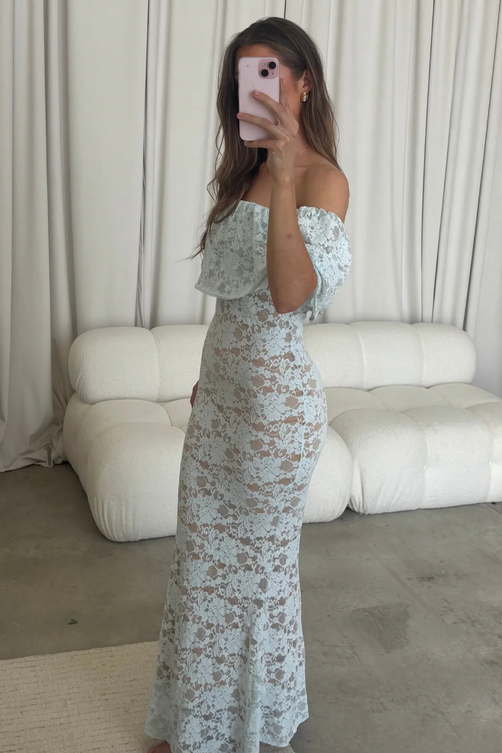 Reverie Lace Maxi Dress in Pale Blue - Image 7