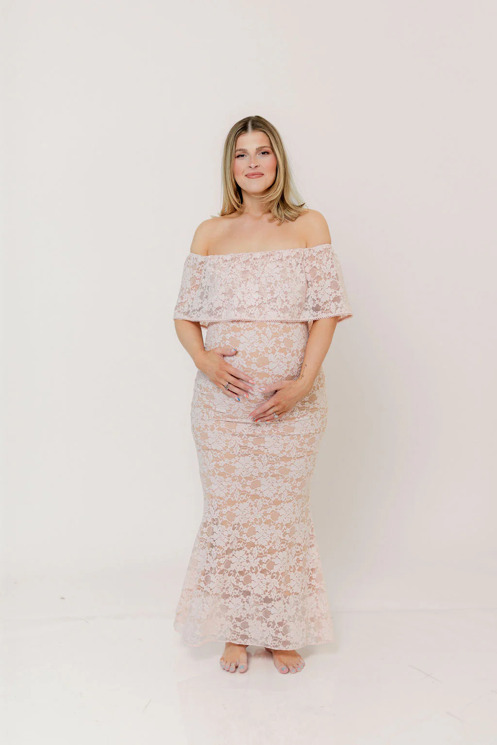 Reverie Lace Maxi Dress in Pale Pink - Image 12
