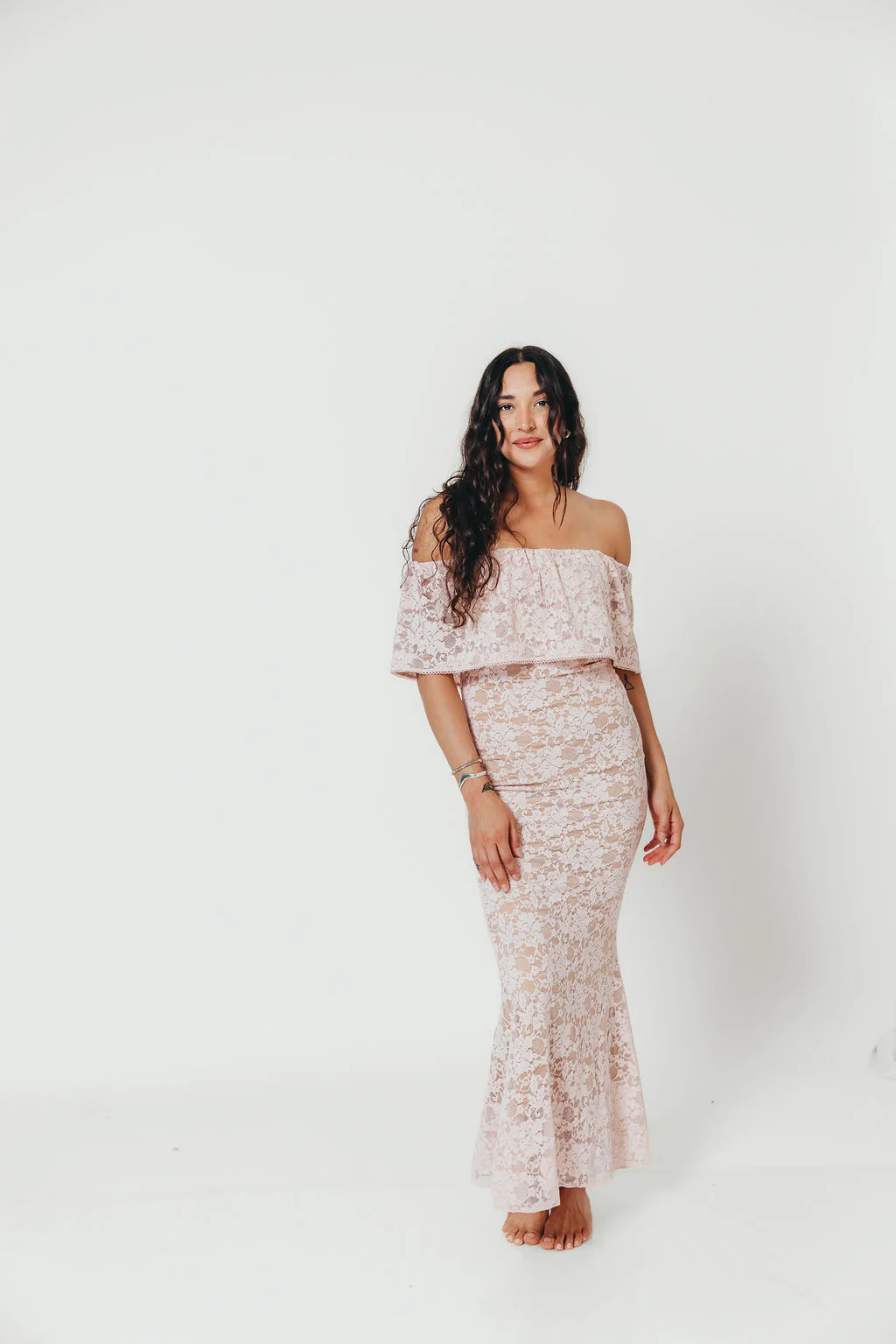 Reverie Lace Maxi Dress in Pale Pink - Image 15