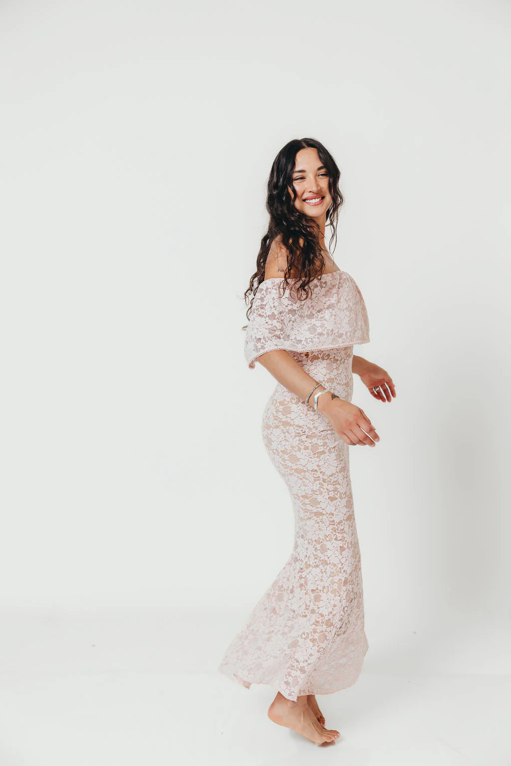 Reverie Lace Maxi Dress in Pale Pink - Image 17