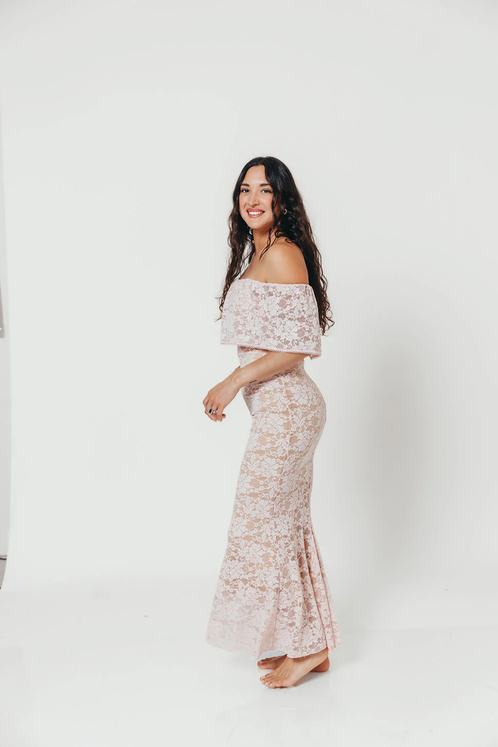 Reverie Lace Maxi Dress in Pale Pink - Image 18