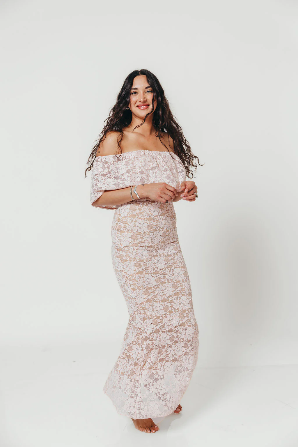Reverie Lace Maxi Dress in Pale Pink - Image 19