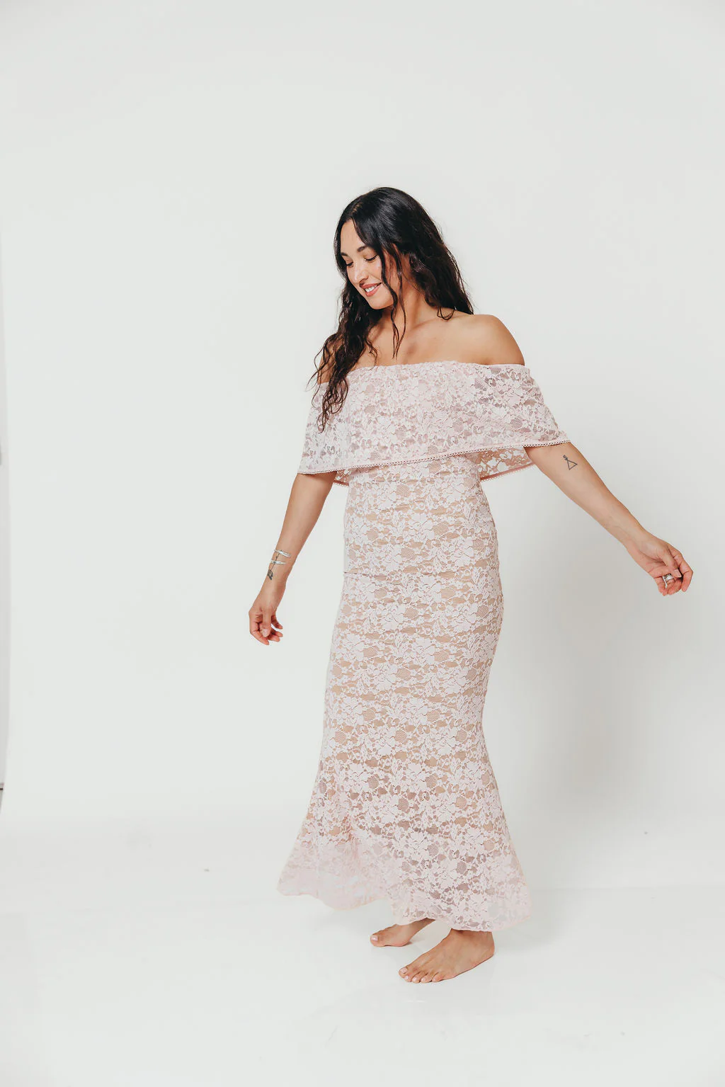 Reverie Lace Maxi Dress in Pale Pink - Image 20