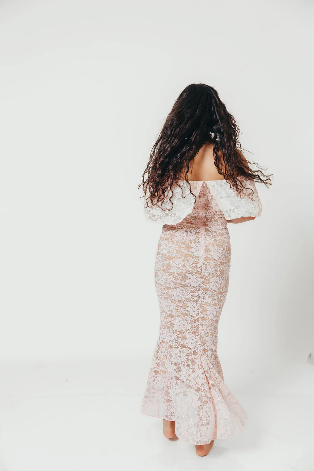 Reverie Lace Maxi Dress in Pale Pink - Image 21