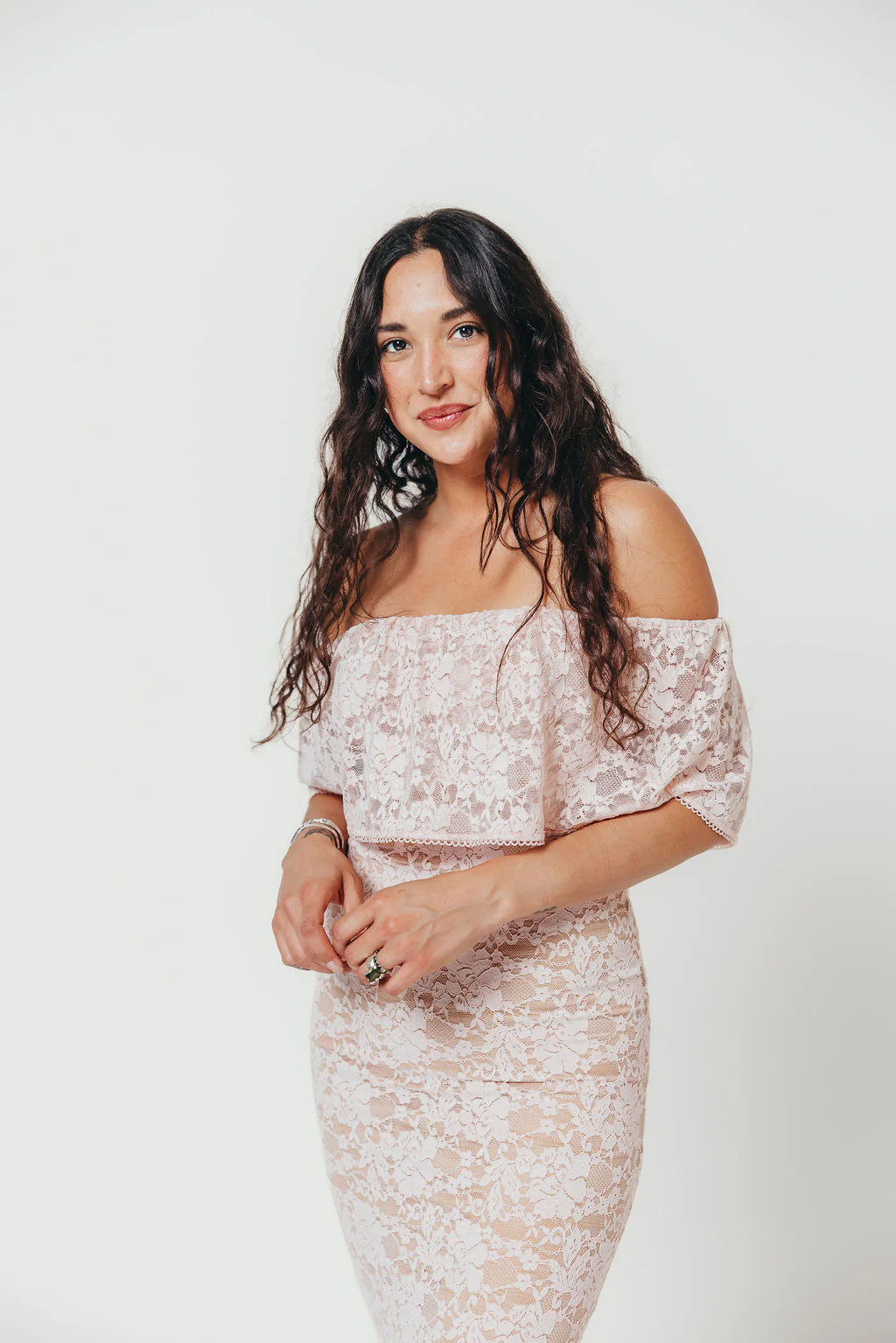 Reverie Lace Maxi Dress in Pale Pink - Image 3
