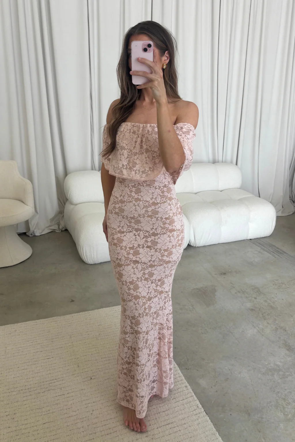 Reverie Lace Maxi Dress in Pale Pink - Image 5
