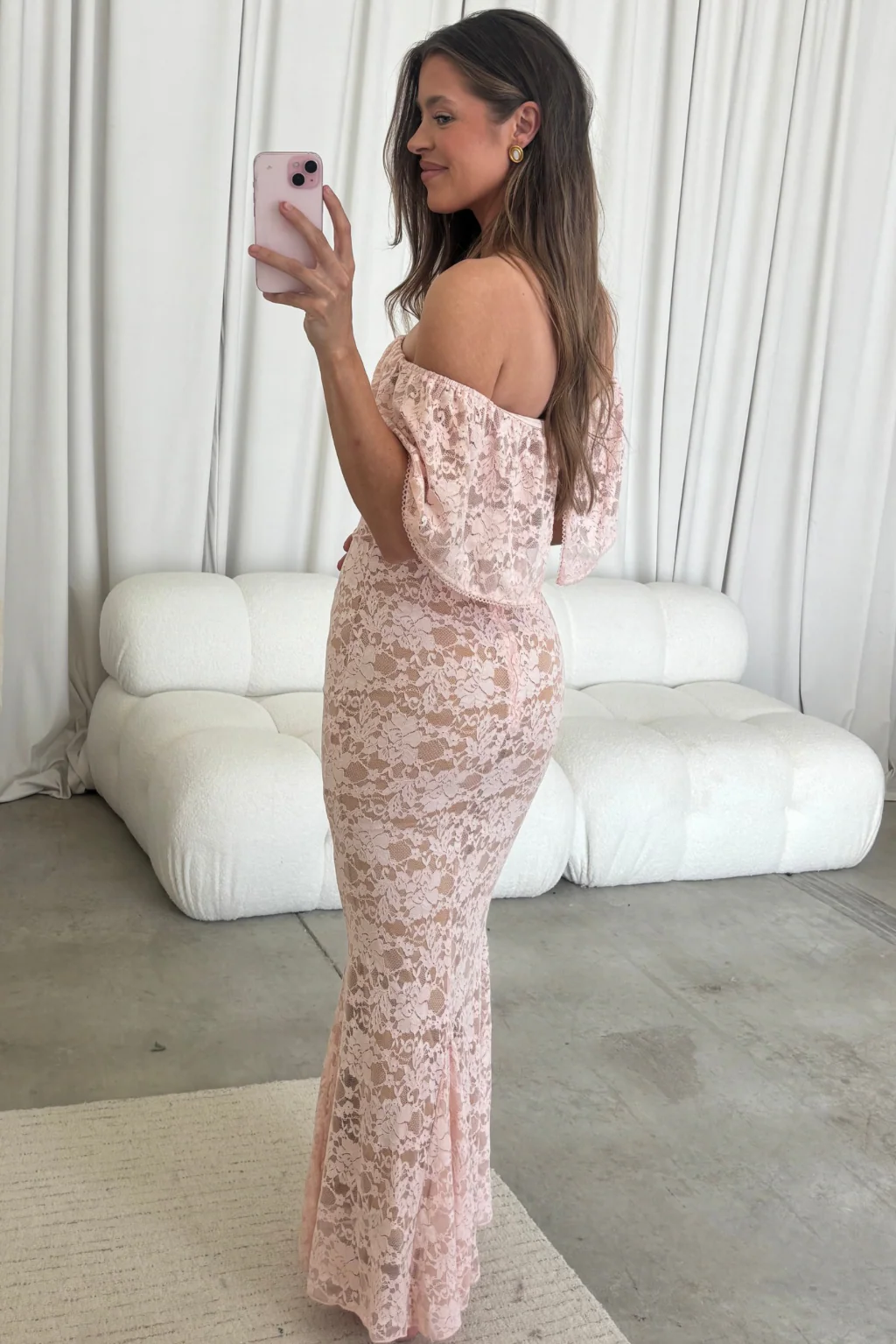 Reverie Lace Maxi Dress in Pale Pink - Image 6