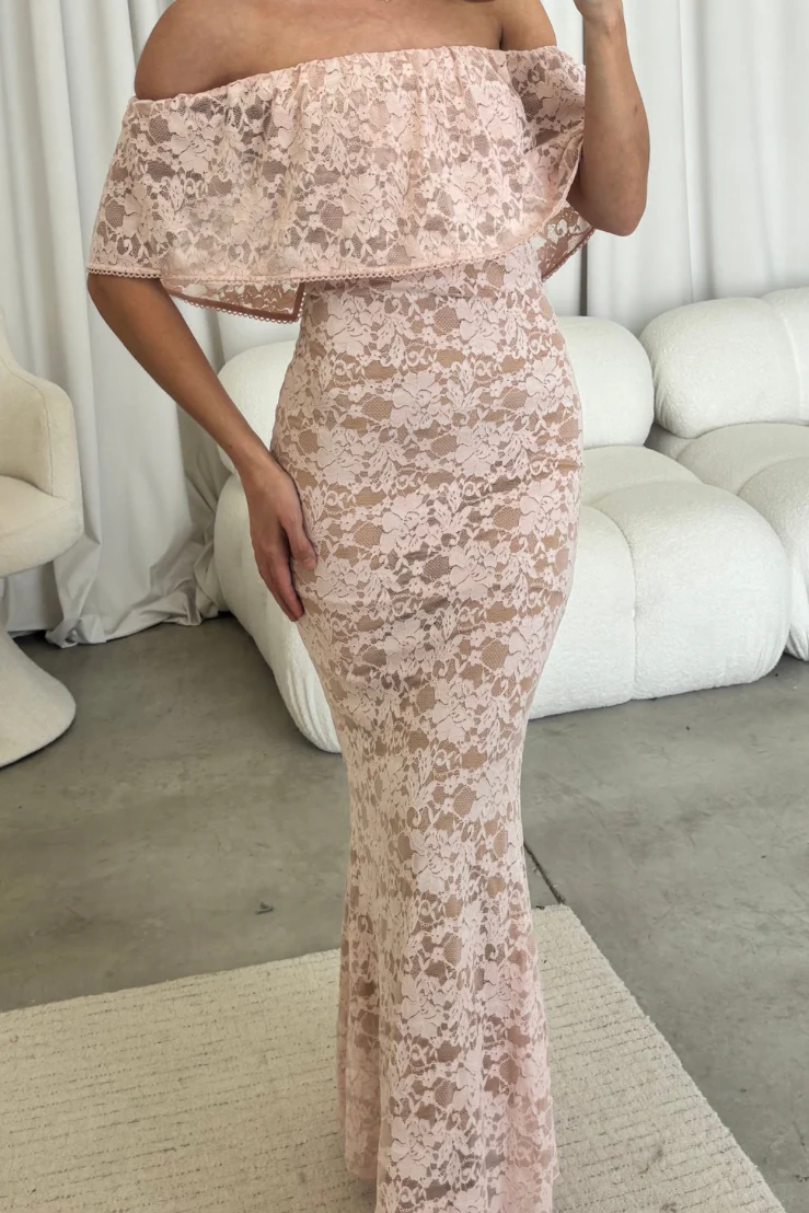 Reverie Lace Maxi Dress in Pale Pink - Image 7