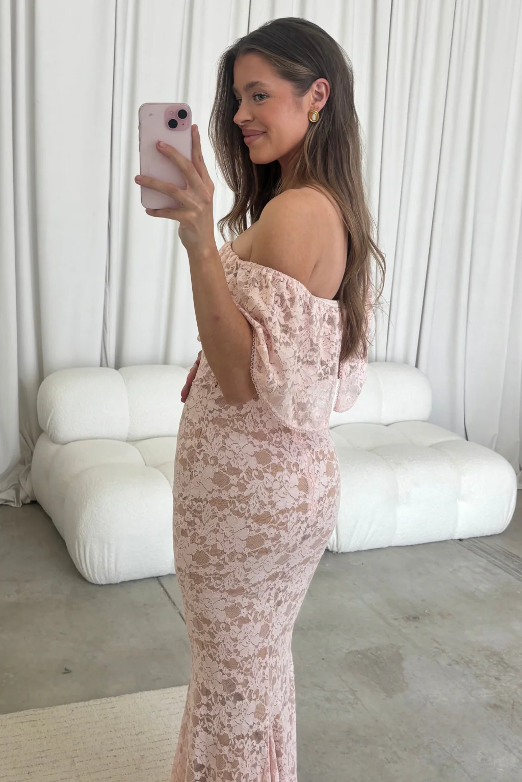 Reverie Lace Maxi Dress in Pale Pink - Image 8