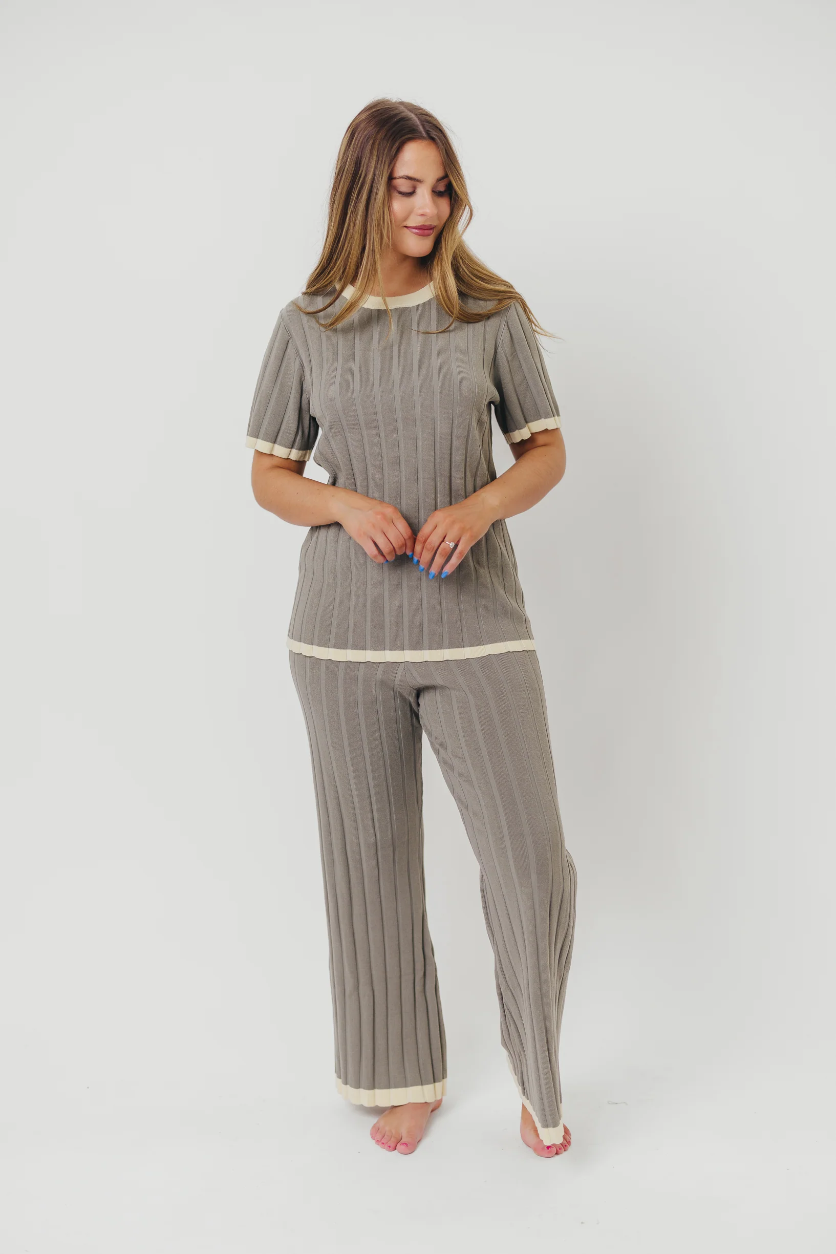 Adele Ribbed Knit Top and Pants Set in Dusty Olive *Final-Sale* - Image 3