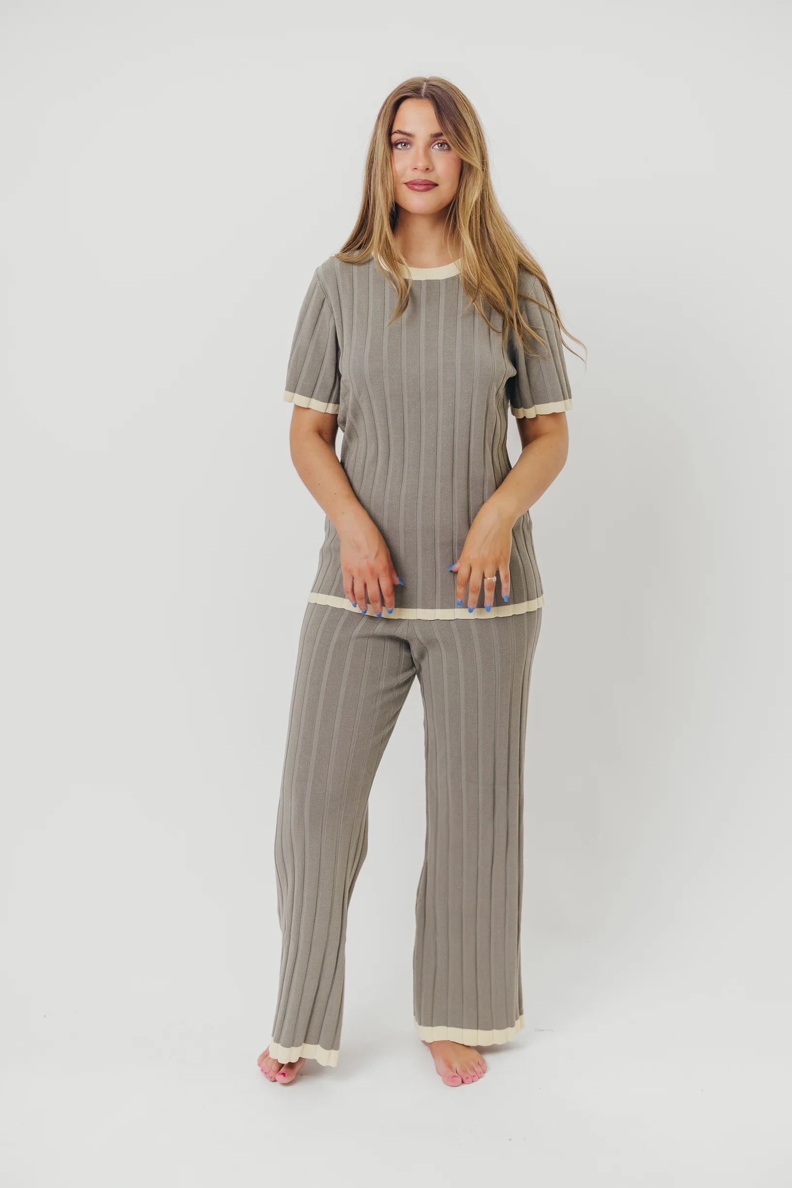 Adele Ribbed Knit Top and Pants Set in Dusty Olive *Final-Sale* - Image 5