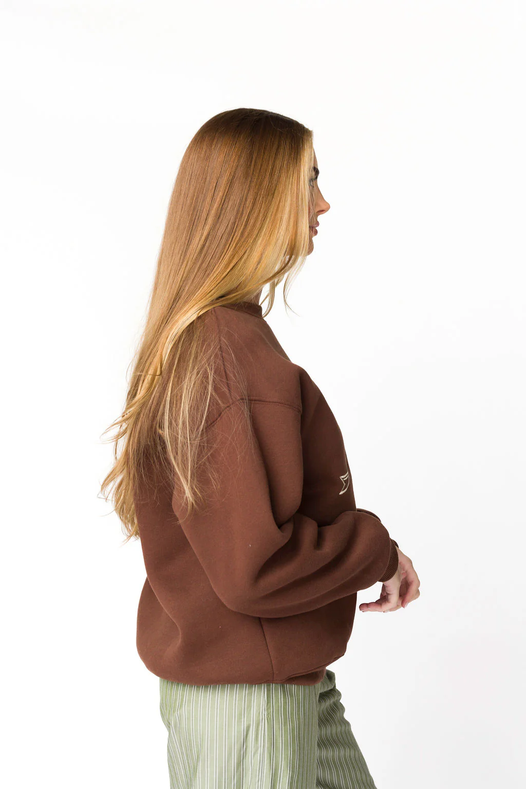 Claire Embroidered Bow Sweatshirt in Chocolate *Final-Sale* - Image 5