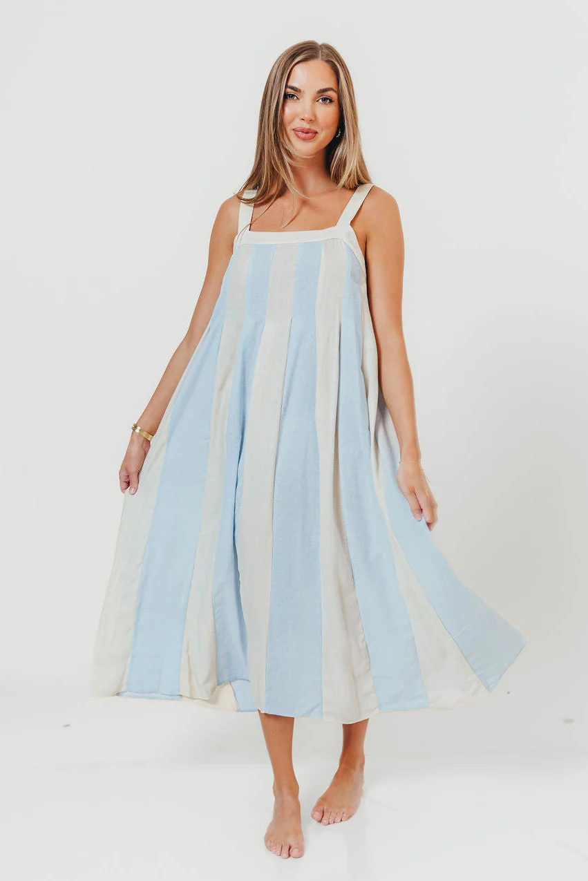 Roanne Midi Dress in Cream Blue - Image 2