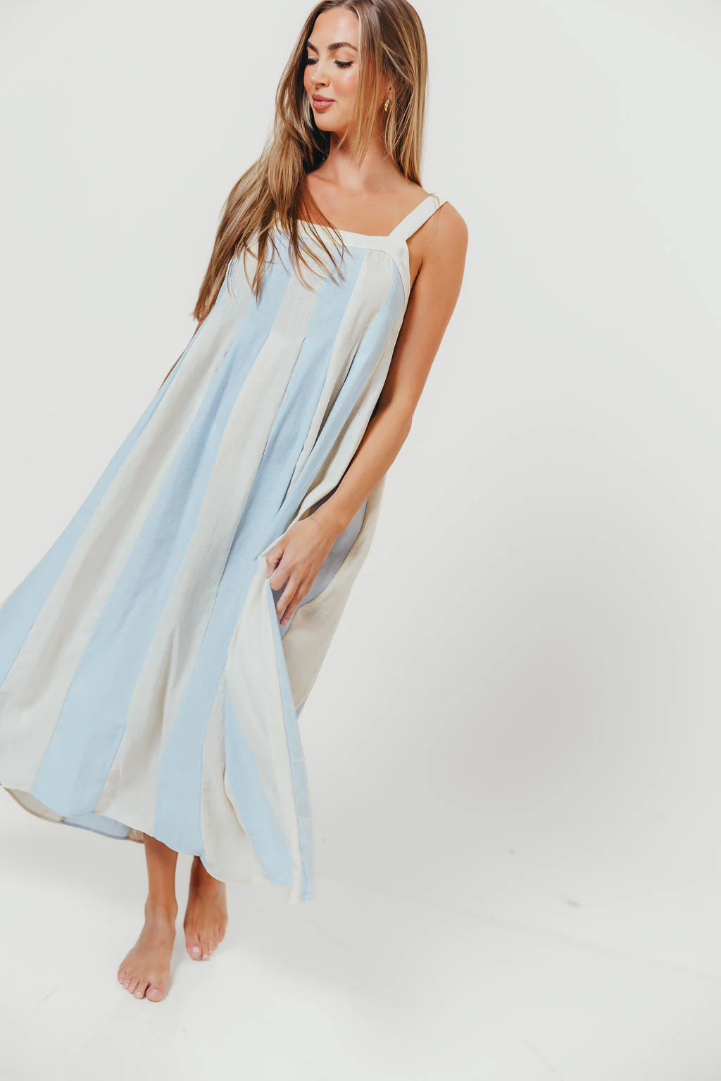 Roanne Midi Dress in Cream Blue - Image 4