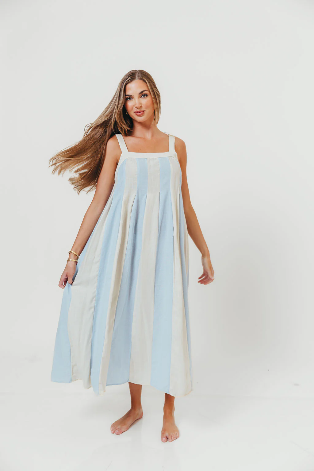 Roanne Midi Dress in Cream Blue - Image 6