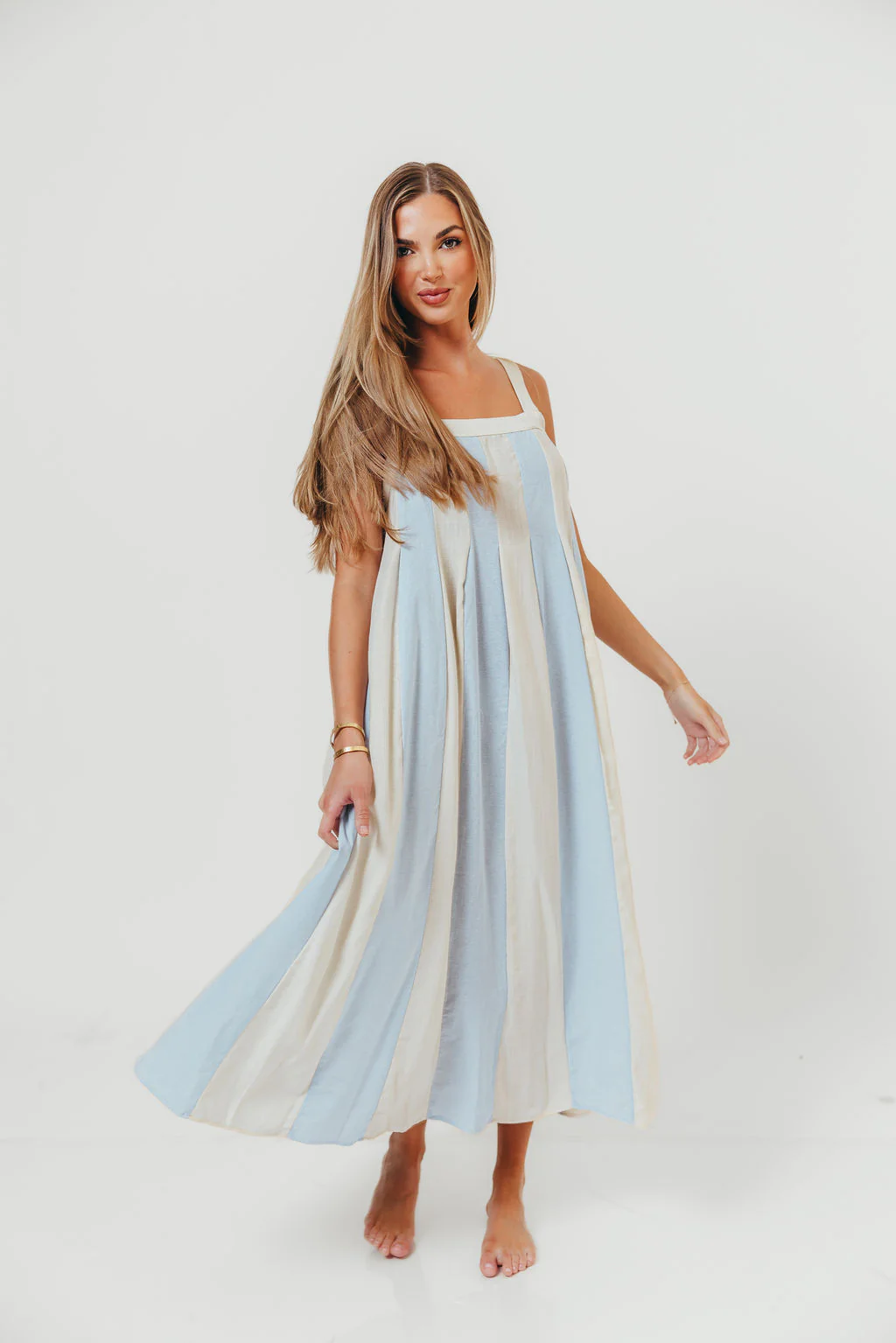 Roanne Midi Dress in Cream Blue - Image 8