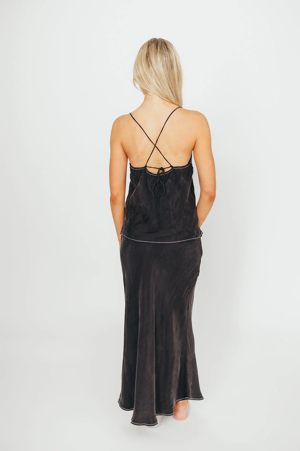 Romana Cami Top and Skirt Set in Black - Image 19