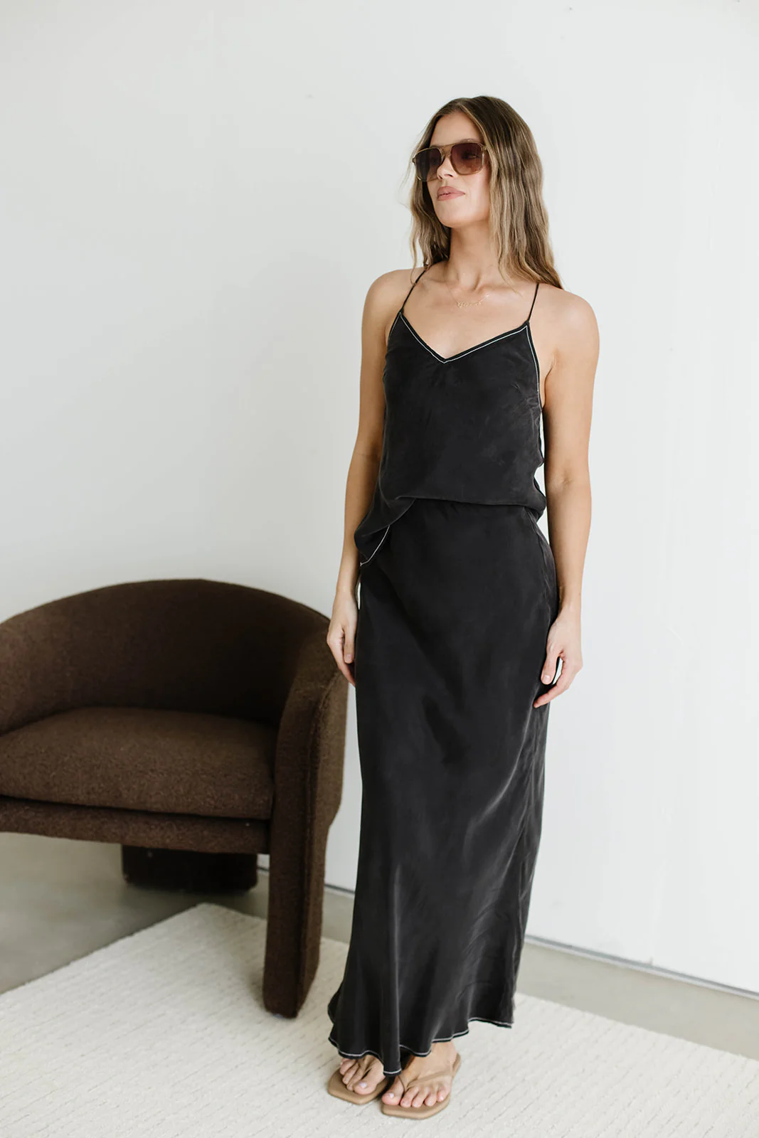 Romana Cami Top and Skirt Set in Black - Image 25
