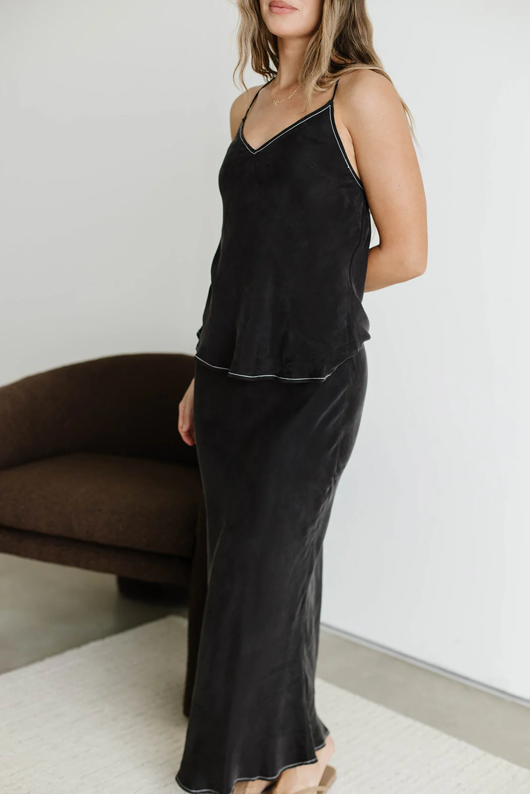 Romana Cami Top and Skirt Set in Black - Image 27