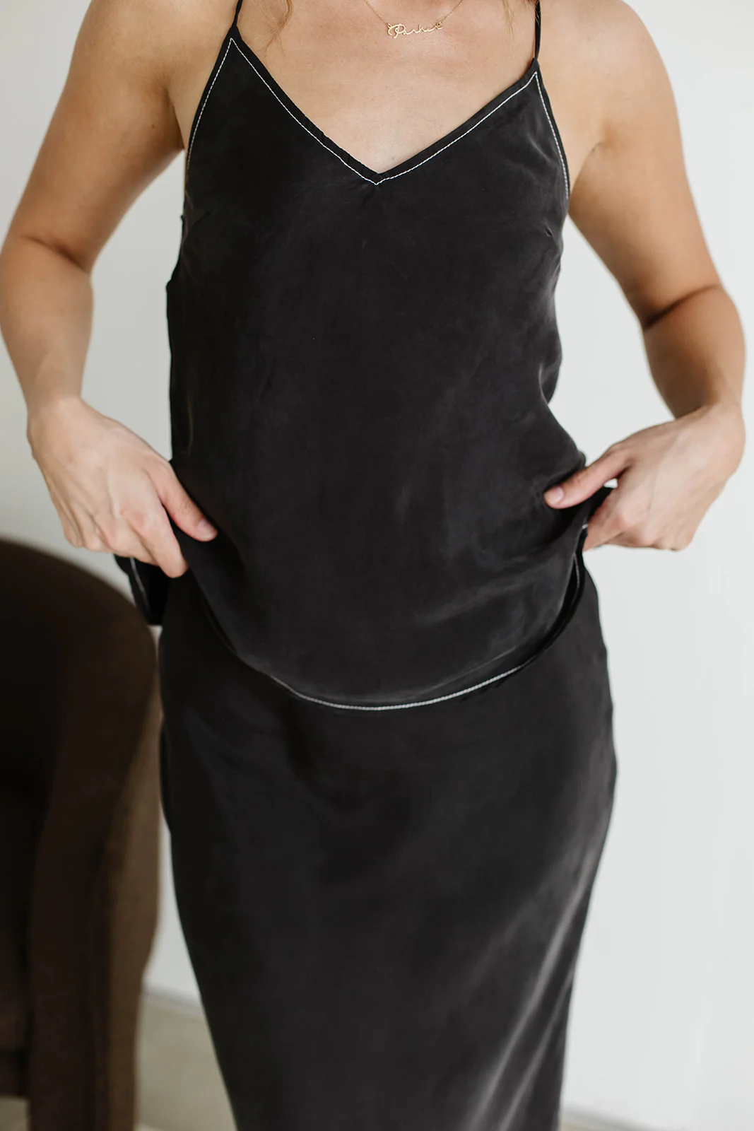 Romana Cami Top and Skirt Set in Black - Image 28