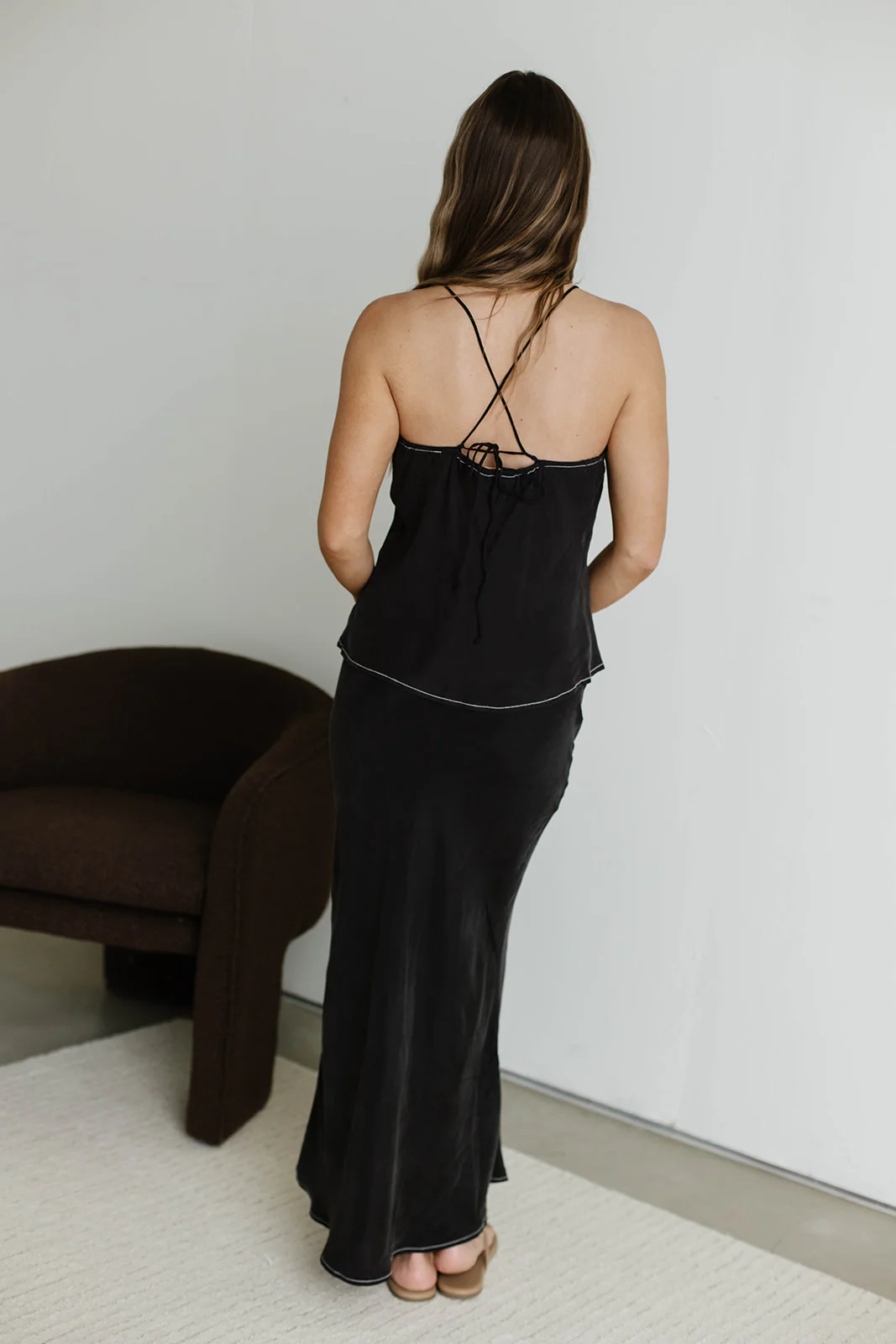 Romana Cami Top and Skirt Set in Black - Image 30