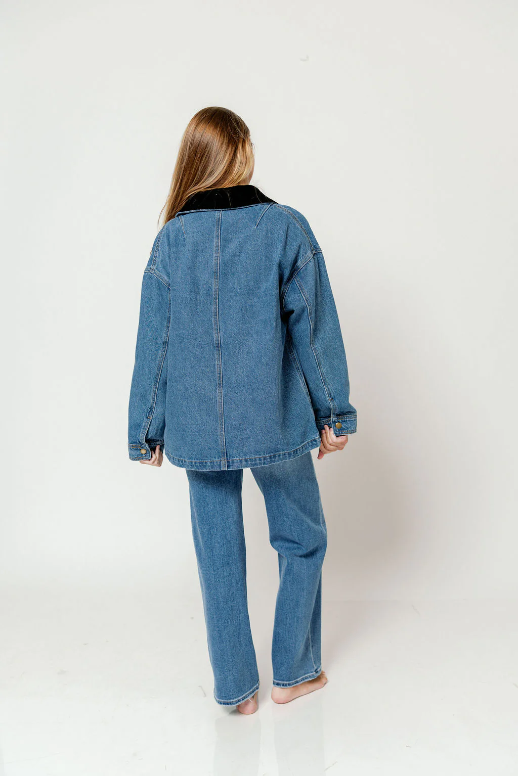 Max Corduroy Collar Denim Utility Jacket in Denim - Image 7