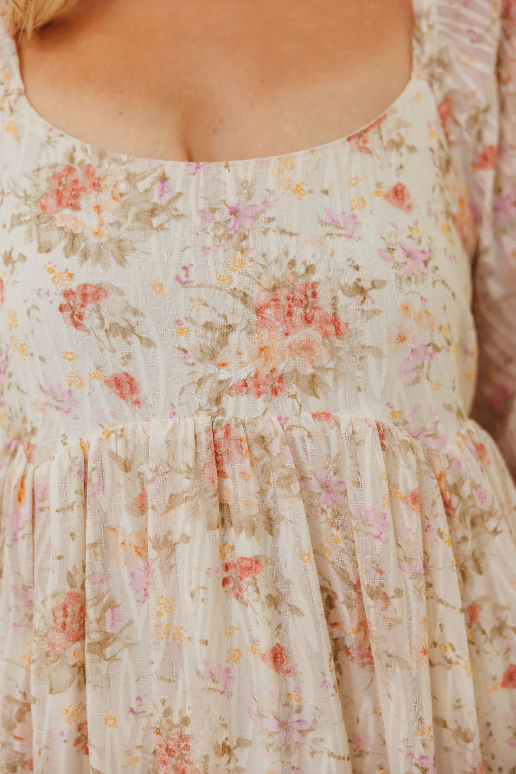 Rosey Woven Floral Print Empire Maxi Dress in Cream Multi - Bump Friendly - Image 23
