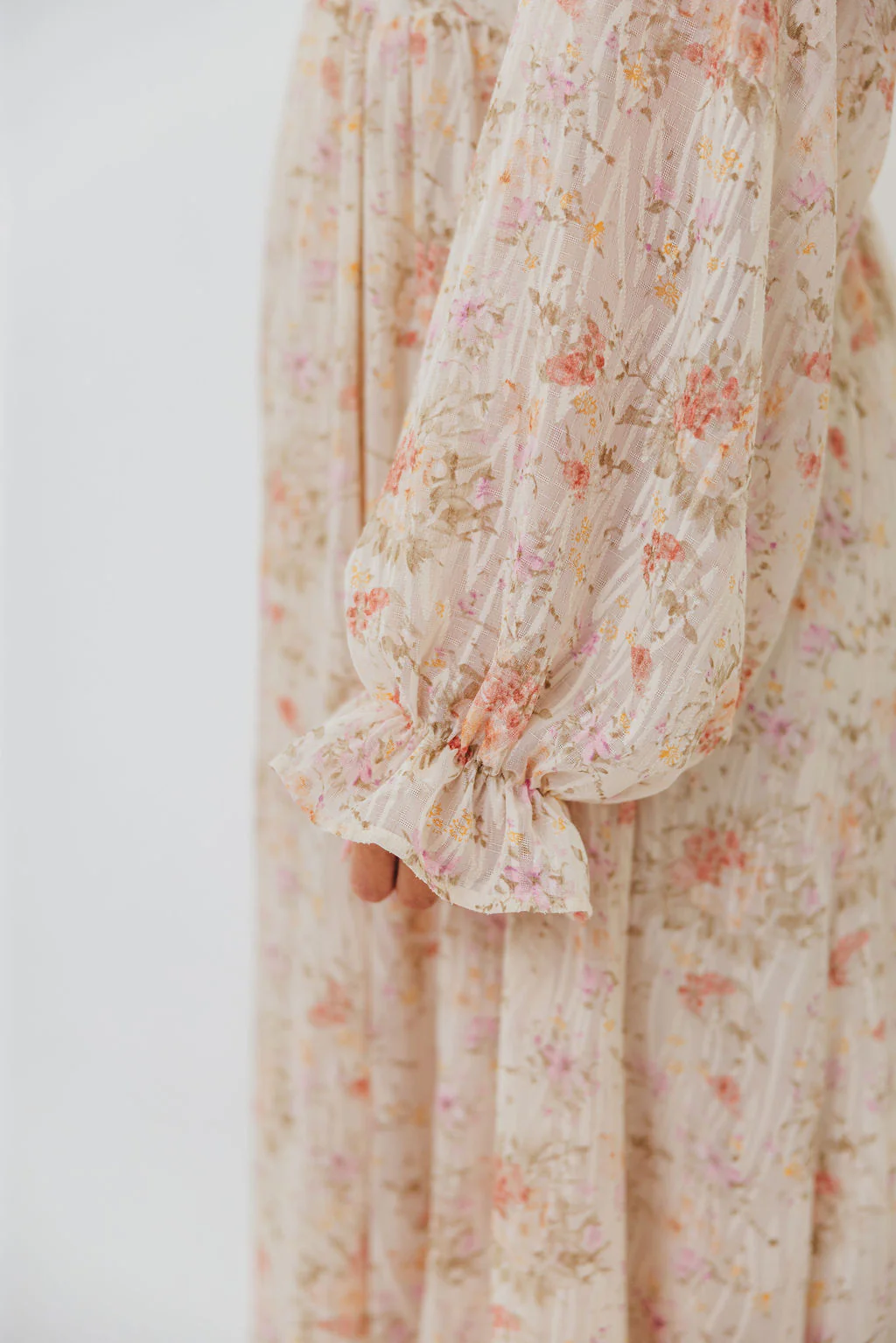 Rosey Woven Floral Print Empire Maxi Dress in Cream Multi - Bump Friendly - Image 25