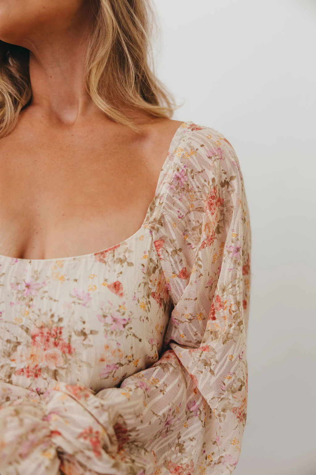 Rosey Woven Floral Print Empire Maxi Dress in Cream Multi - Bump Friendly - Image 9