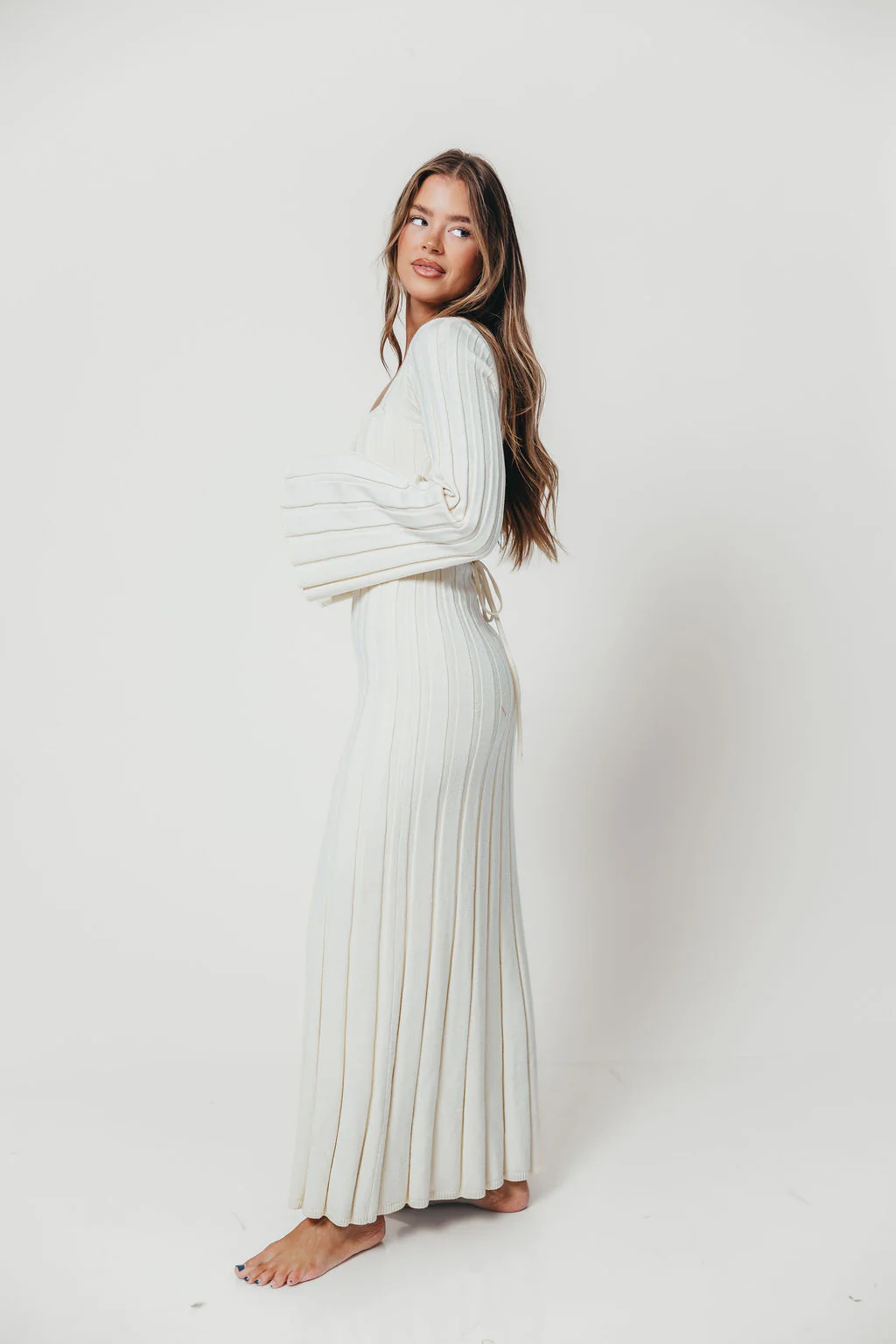 Rowan Square Neck Maxi Dress in Cream - Image 10