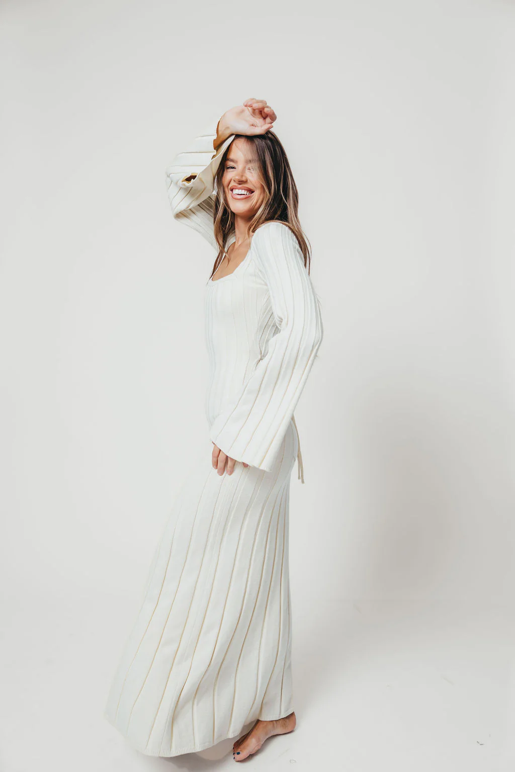 Rowan Square Neck Maxi Dress in Cream - Image 13