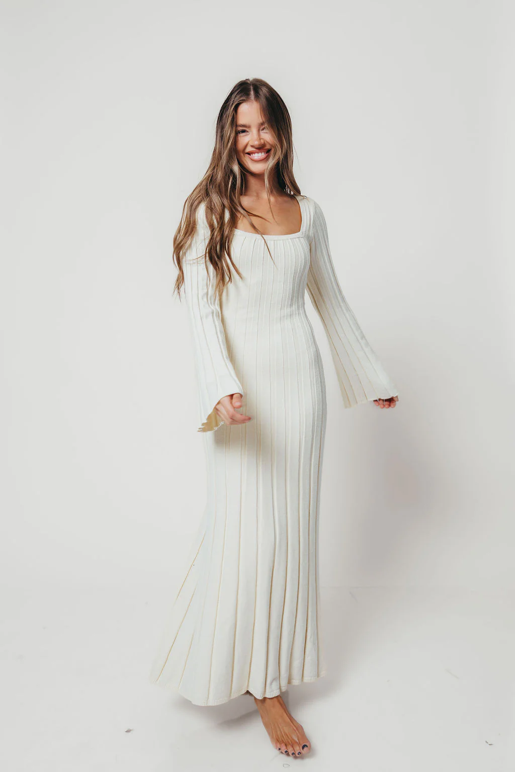 Rowan Square Neck Maxi Dress in Cream - Image 14