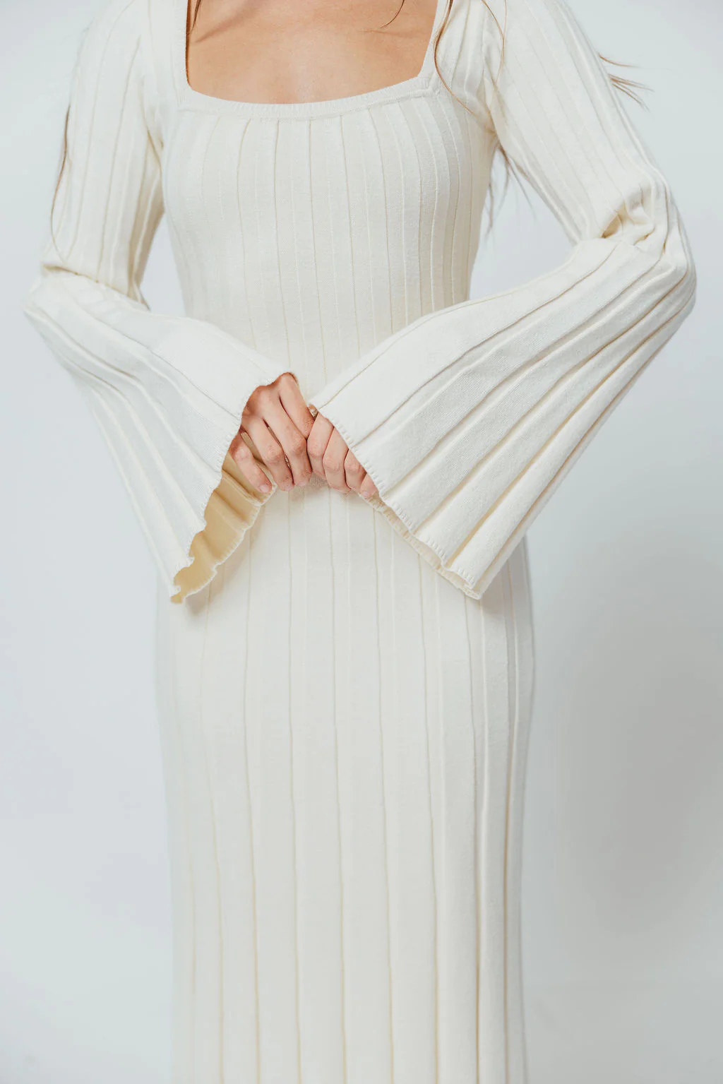 Rowan Square Neck Maxi Dress in Cream - Image 15
