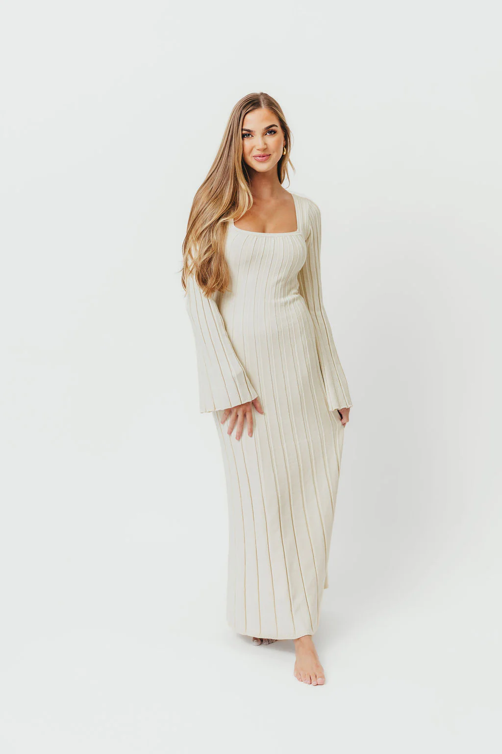 Rowan Square Neck Maxi Dress in Cream - Image 2