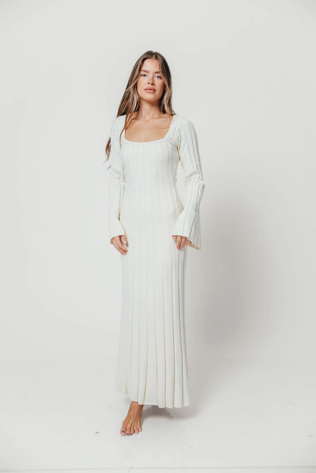 Rowan Square Neck Maxi Dress in Cream - Image 9