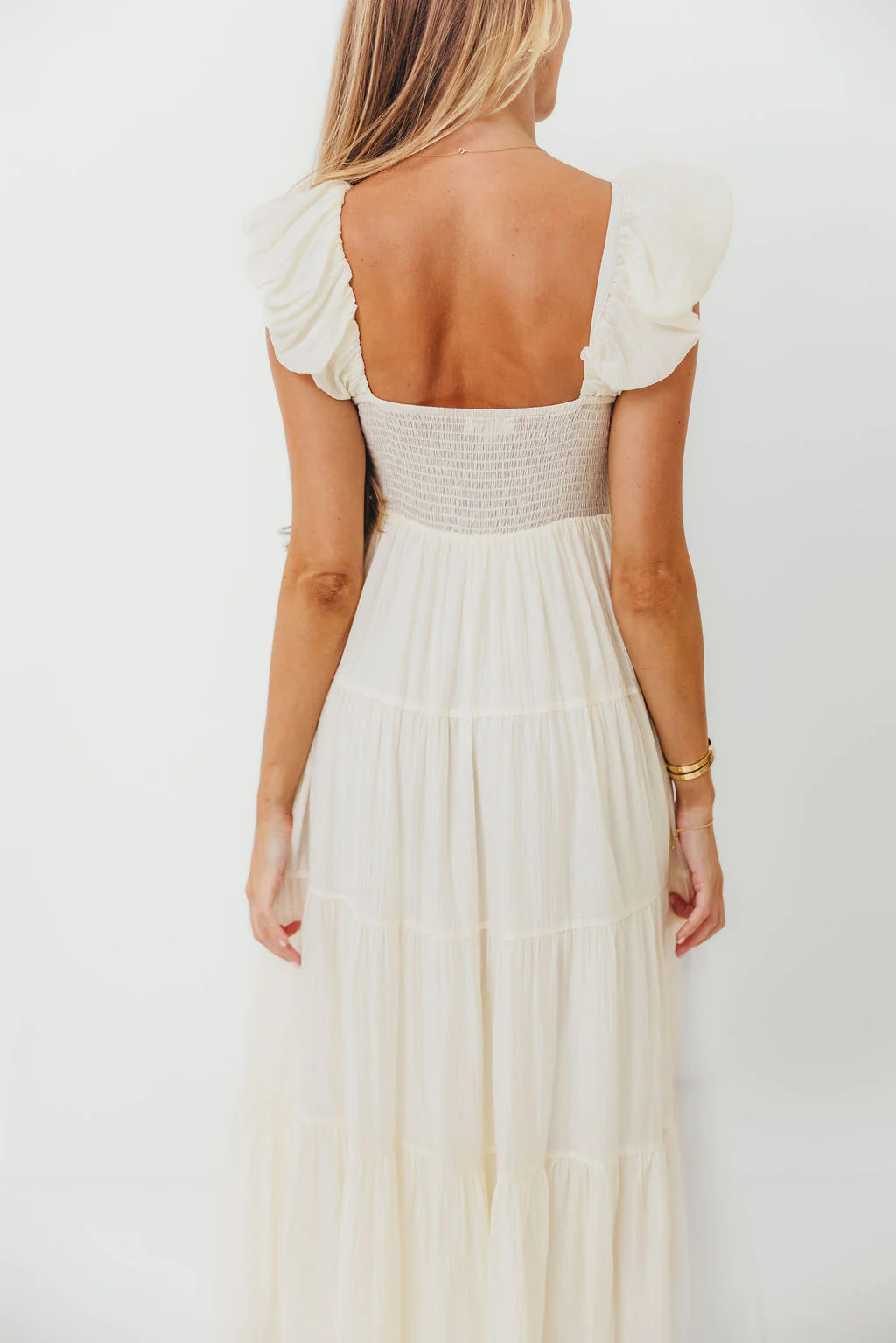 Katy Pleated Bodice Maxi Dress in Cream - Bump Friendly - Image 22