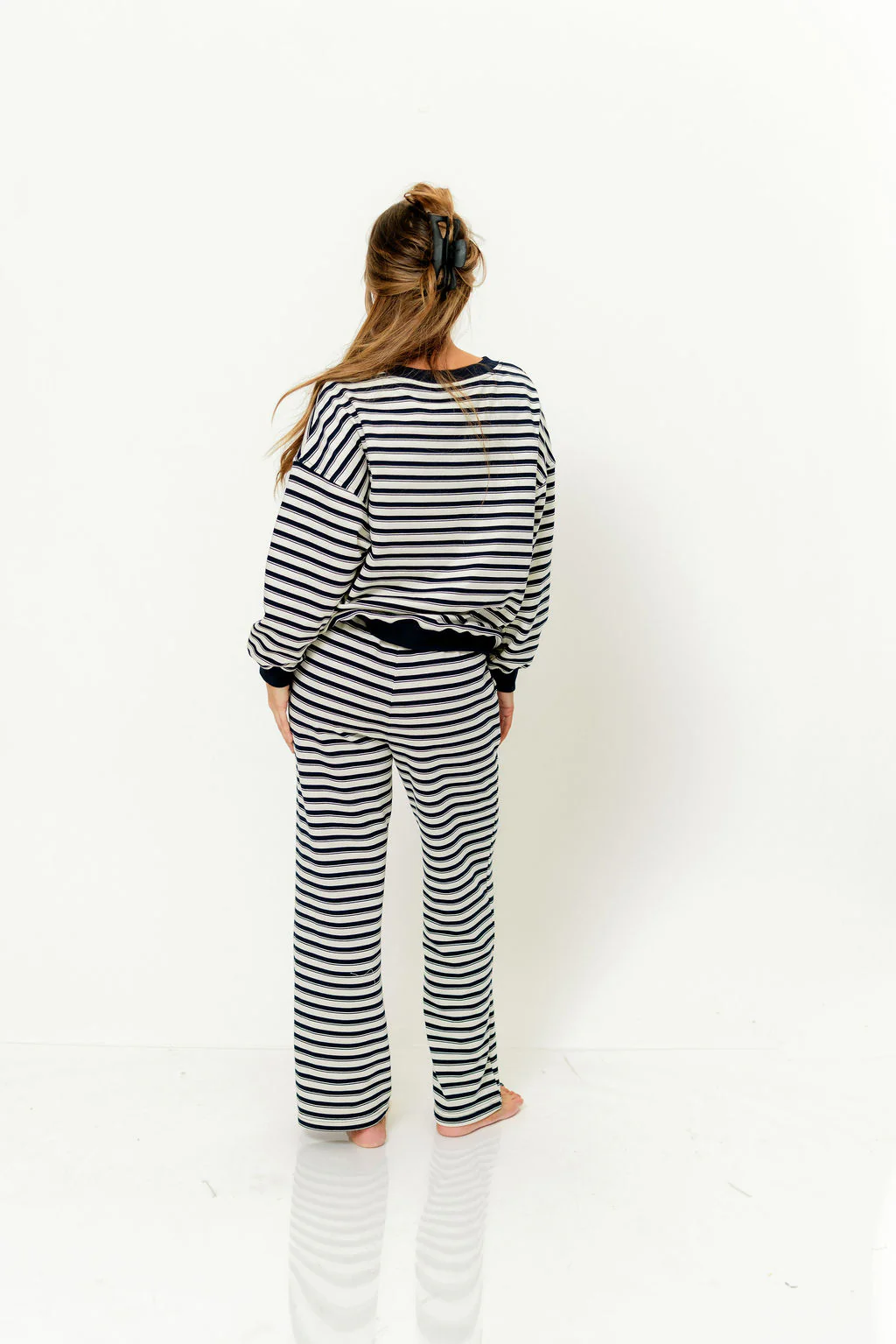Rudie Sweatshirt and Sweatpants Set in Cream/Navy Stripe - Image 5