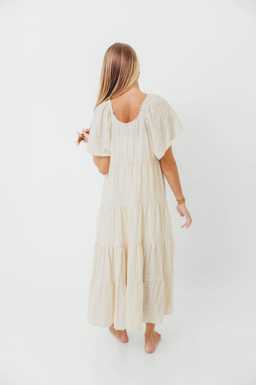 Rumi Woven Sweetheart Maxi Dress in Natural - Bump Friendly - Detachable Liner - Image 13