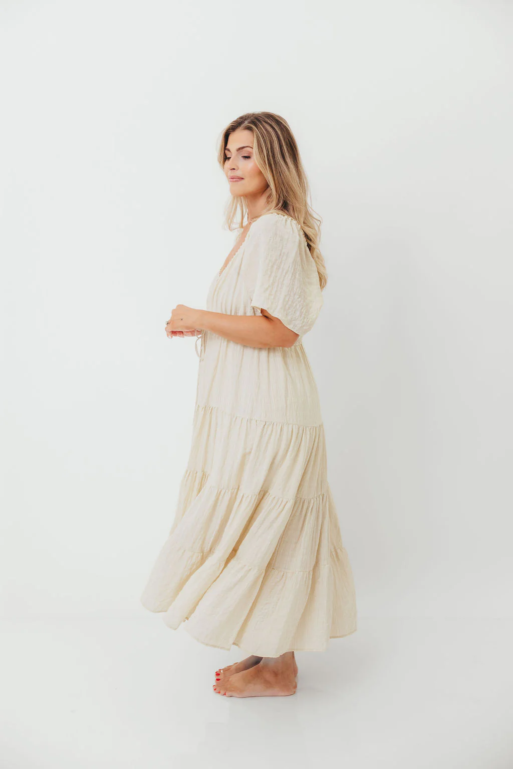 Rumi Woven Sweetheart Maxi Dress in Natural - Bump Friendly - Detachable Liner - Image 15