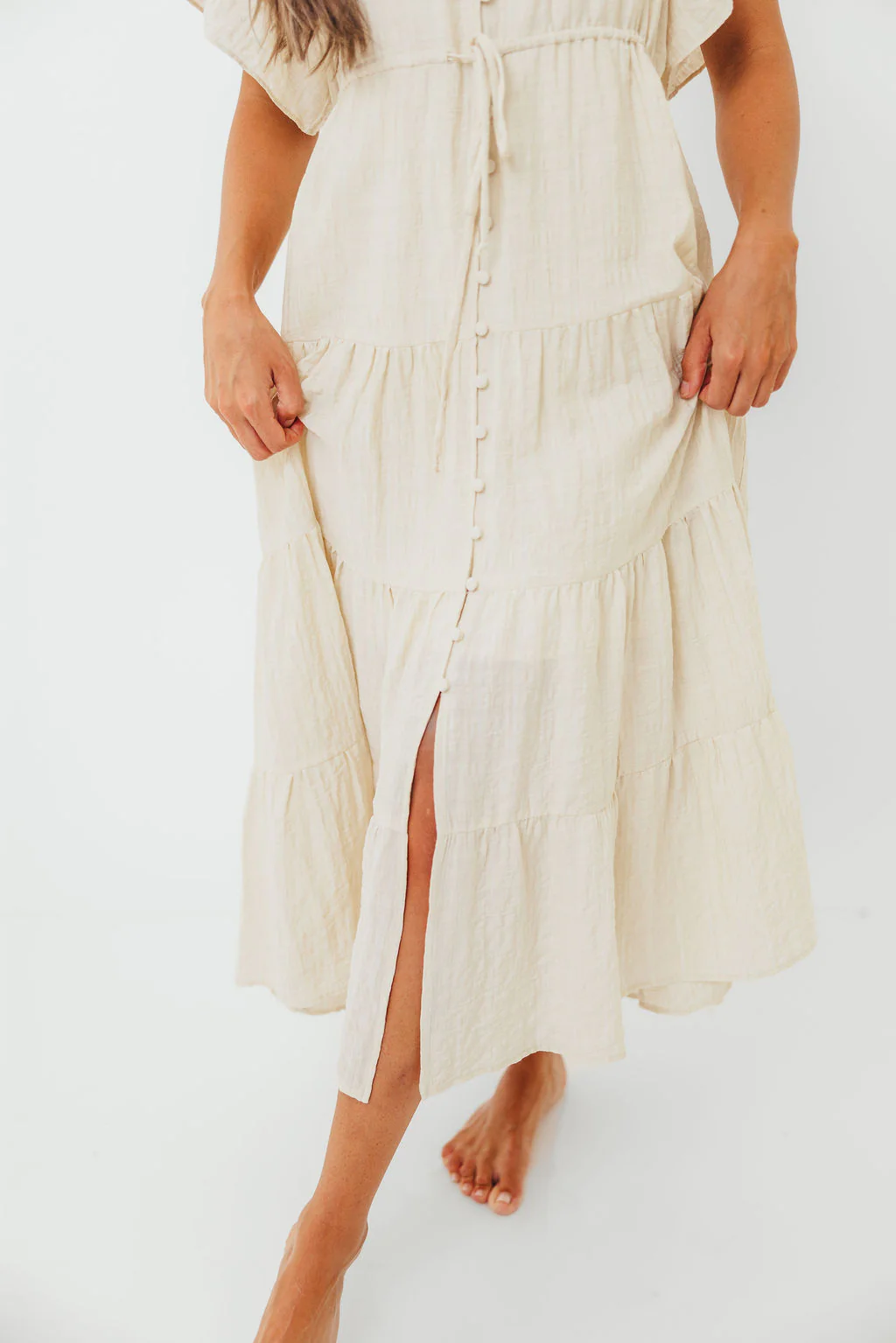 Rumi Woven Sweetheart Maxi Dress in Natural - Bump Friendly - Detachable Liner - Image 21