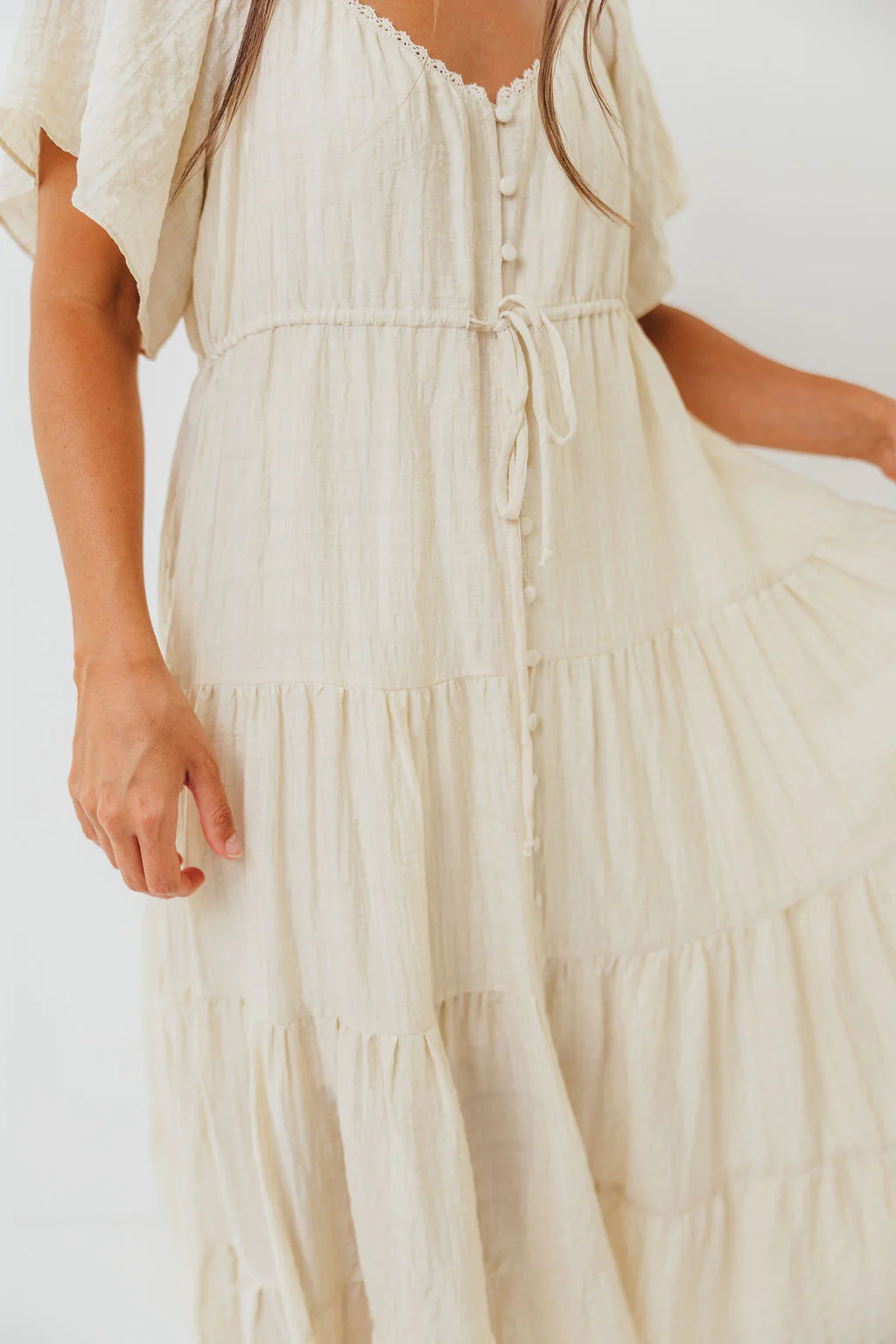 Rumi Woven Sweetheart Maxi Dress in Natural - Bump Friendly - Detachable Liner - Image 23