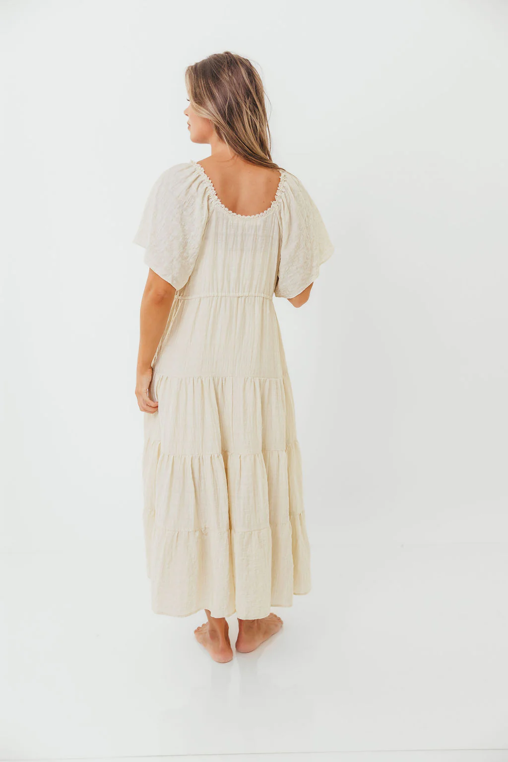 Rumi Woven Sweetheart Maxi Dress in Natural - Bump Friendly - Detachable Liner - Image 24