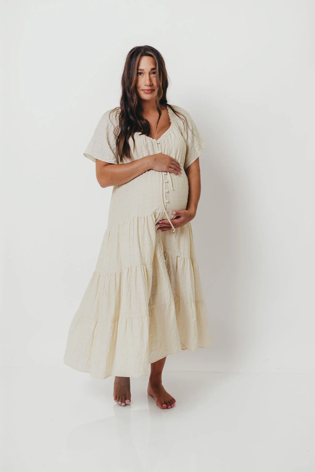 Rumi Woven Sweetheart Maxi Dress in Natural - Bump Friendly - Detachable Liner - Image 28