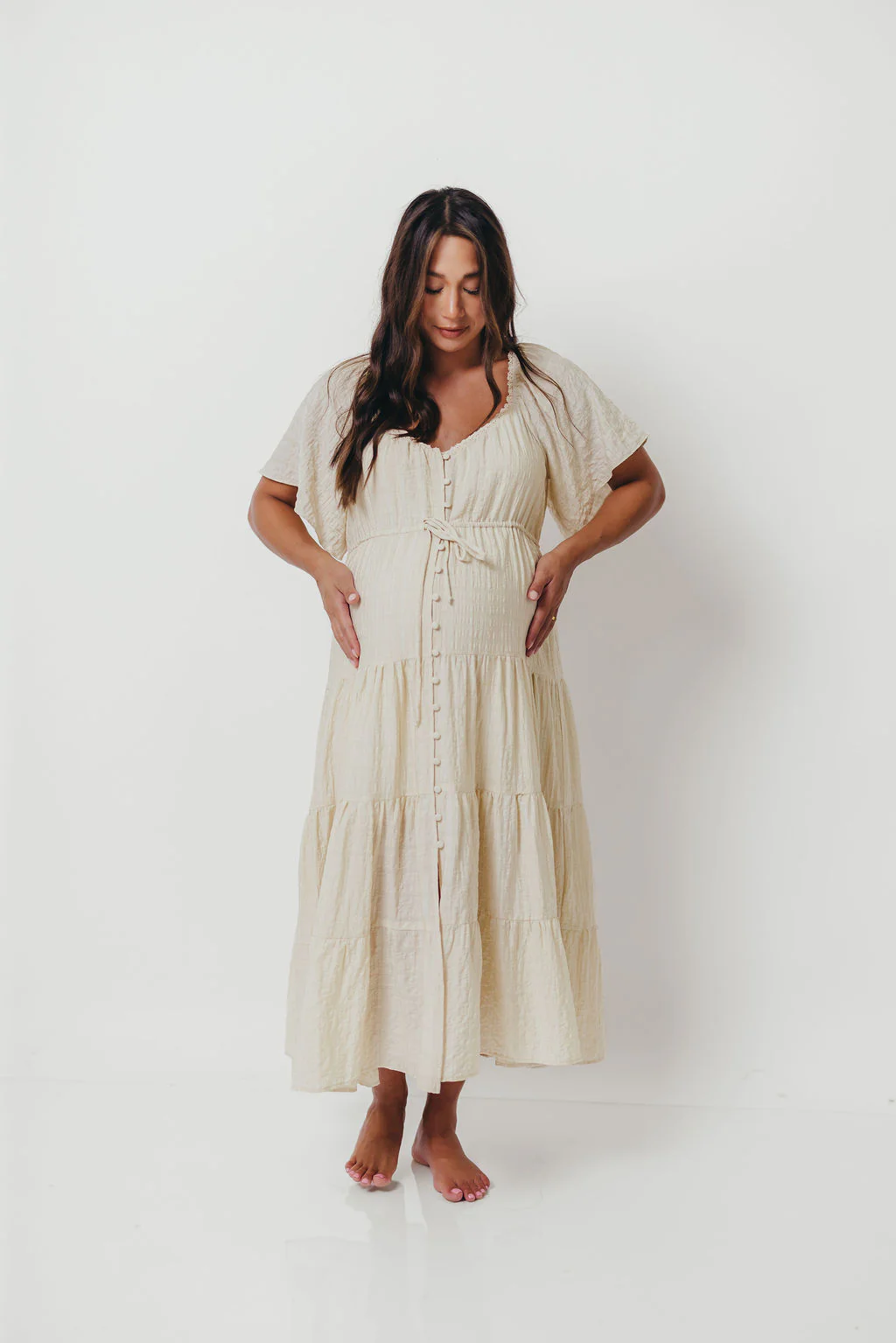 Rumi Woven Sweetheart Maxi Dress in Natural - Bump Friendly - Detachable Liner - Image 29