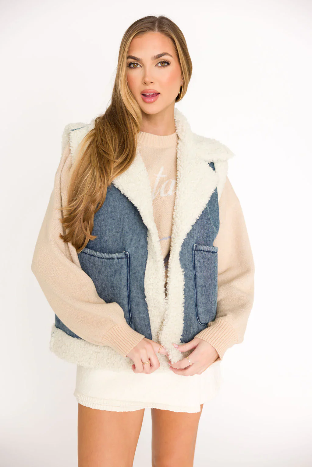 Carolina Sweater Skort in Cream - Image 8