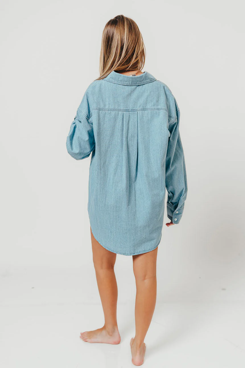 Hannah 100% Cotton Shirt in Denim Blue - Image 5