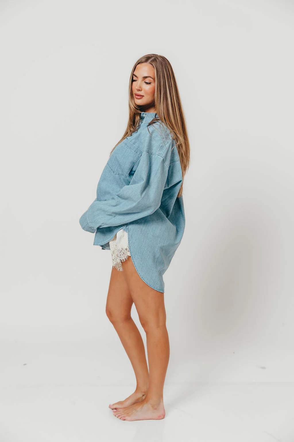 Hannah 100% Cotton Shirt in Denim Blue - Image 8