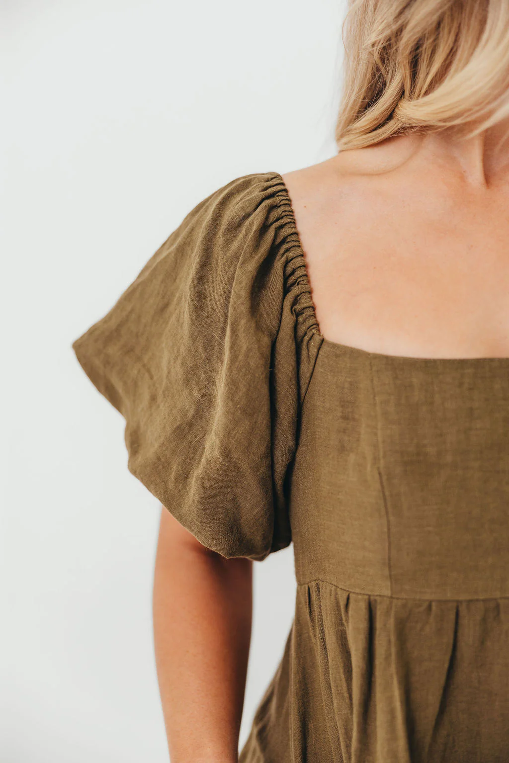 Candace Woven Linen Maxi Dress in Dark Olive - Bump Friendly - Image 14